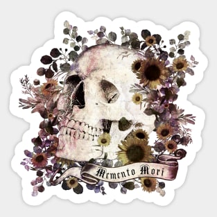 Memento mori, Skull and dark flowers, sugar skull, Sticker